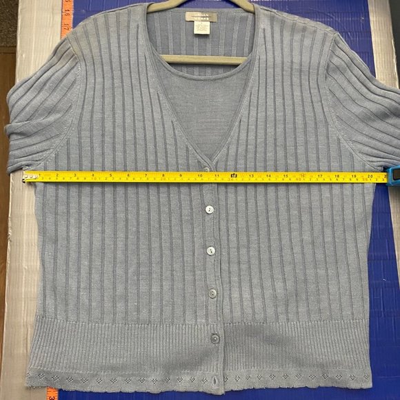 Vintage Urban Works Women Large 100% Silk Cardigan Attached Scoop Shirt Sweater - Picture 3 of 8